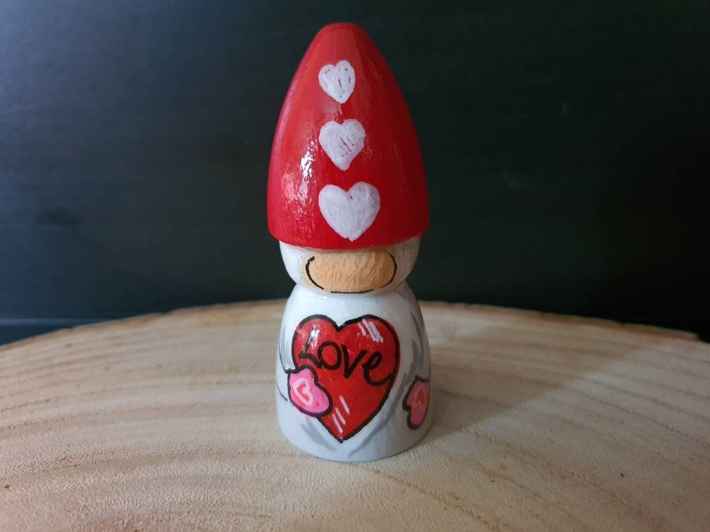 Valentine Love Gnome Peg Doll