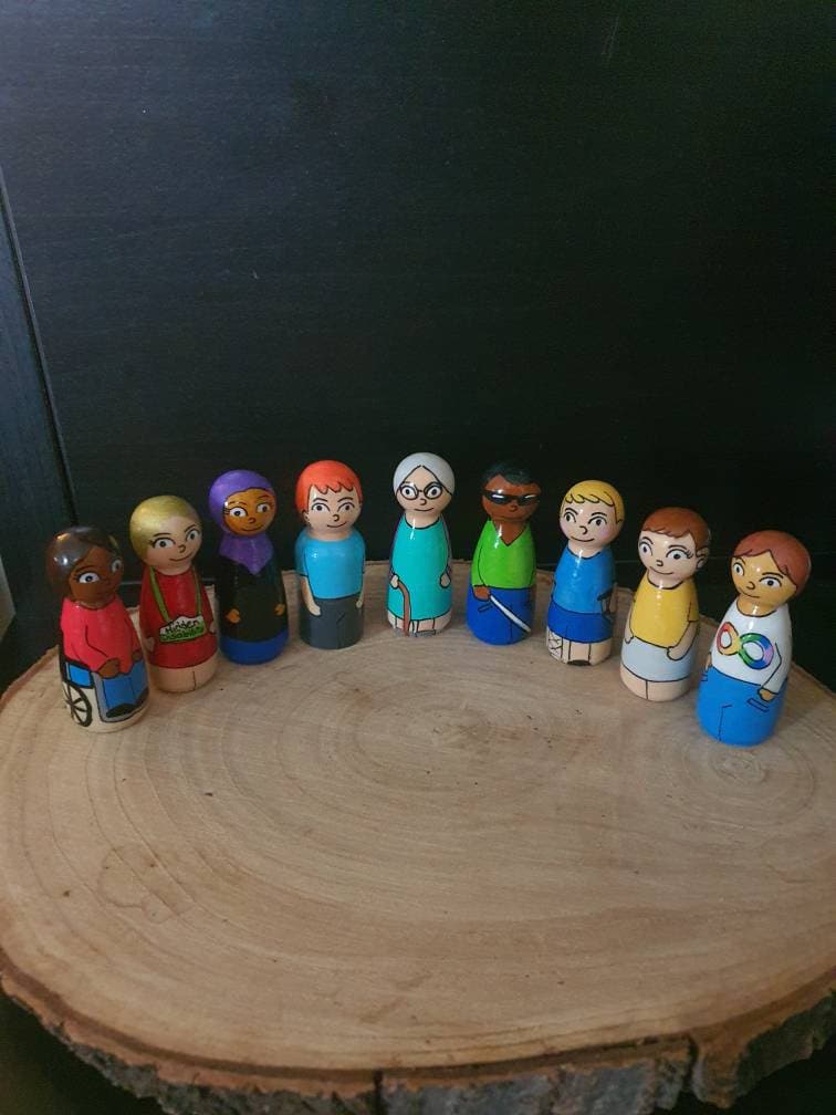 Diversity Wooden Peg Doll Set