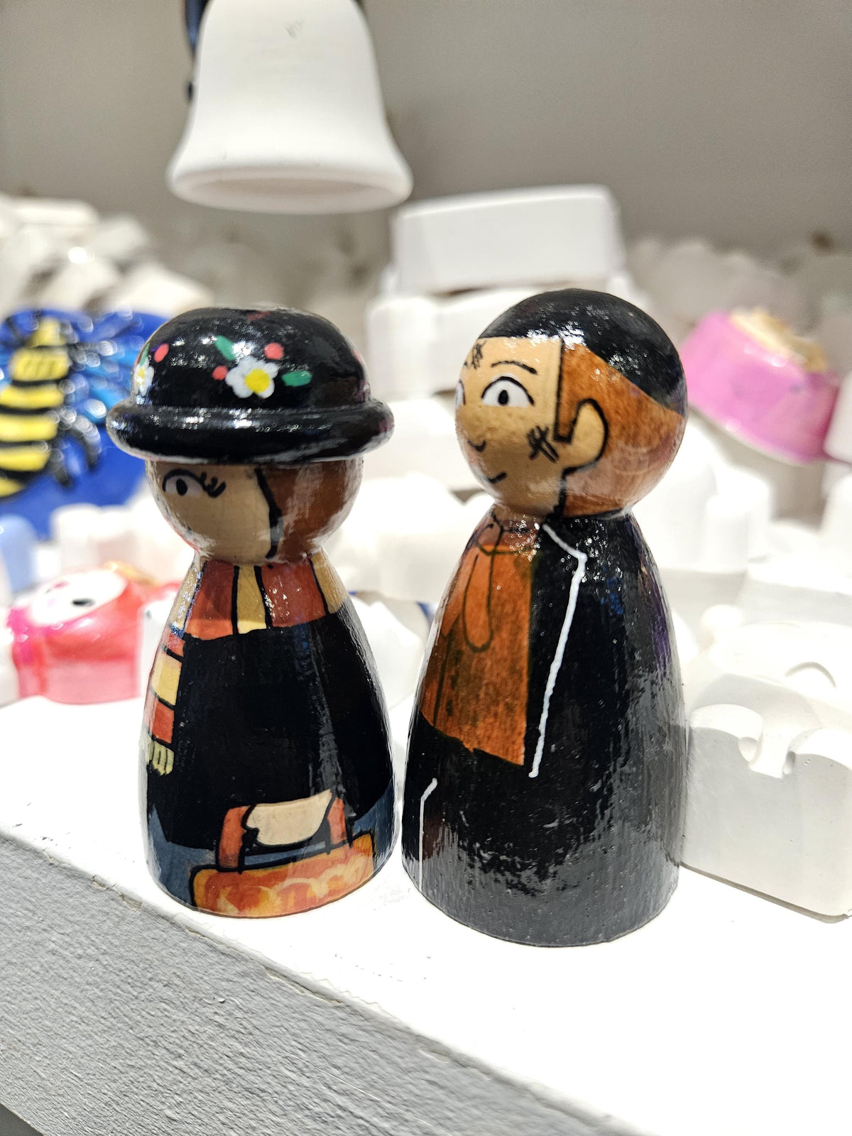 Mary Poppins and Bert Wooden Peg Dolls - 7cm Duo