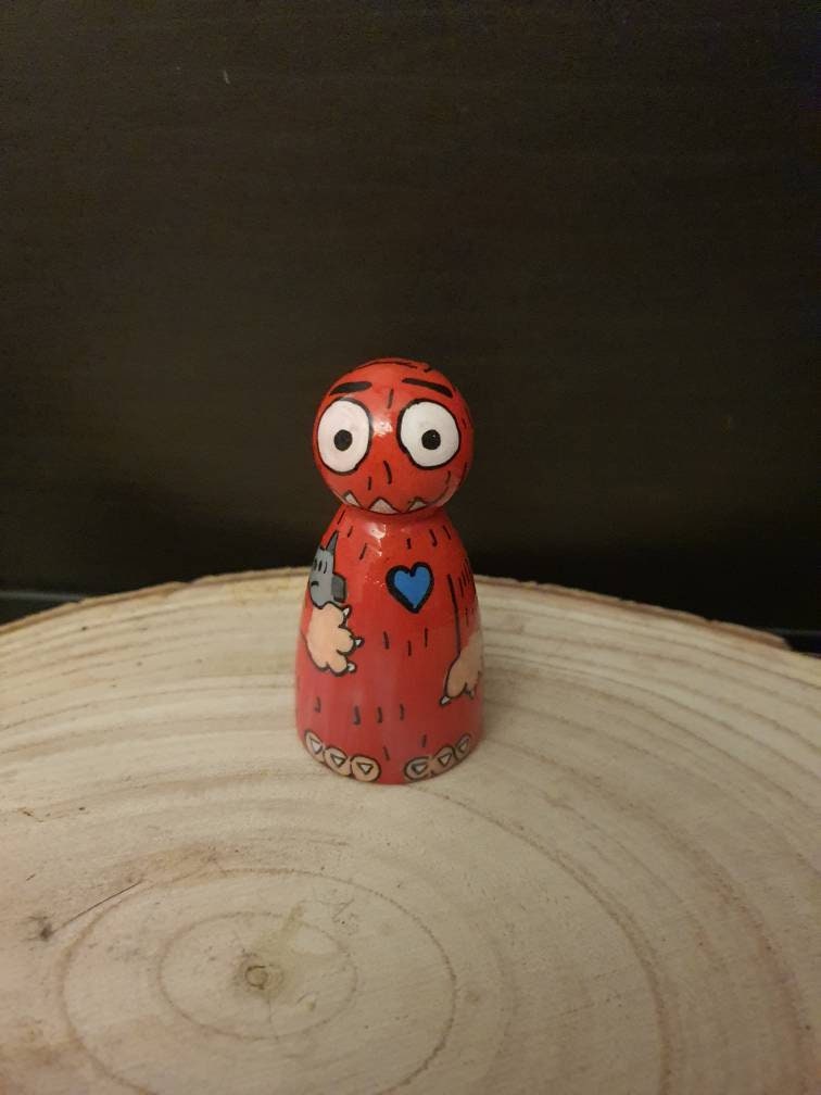 Love Monster Wooden Peg Doll