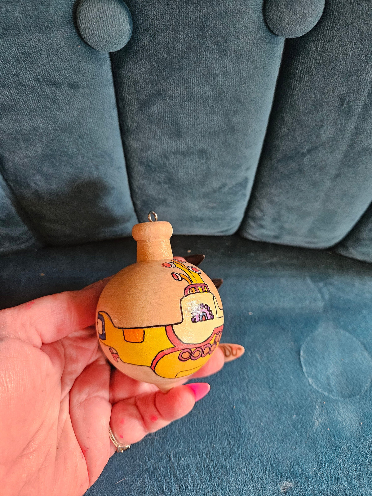 The Beatles Yellow Submarine Hand-Painted Wooden Bauble