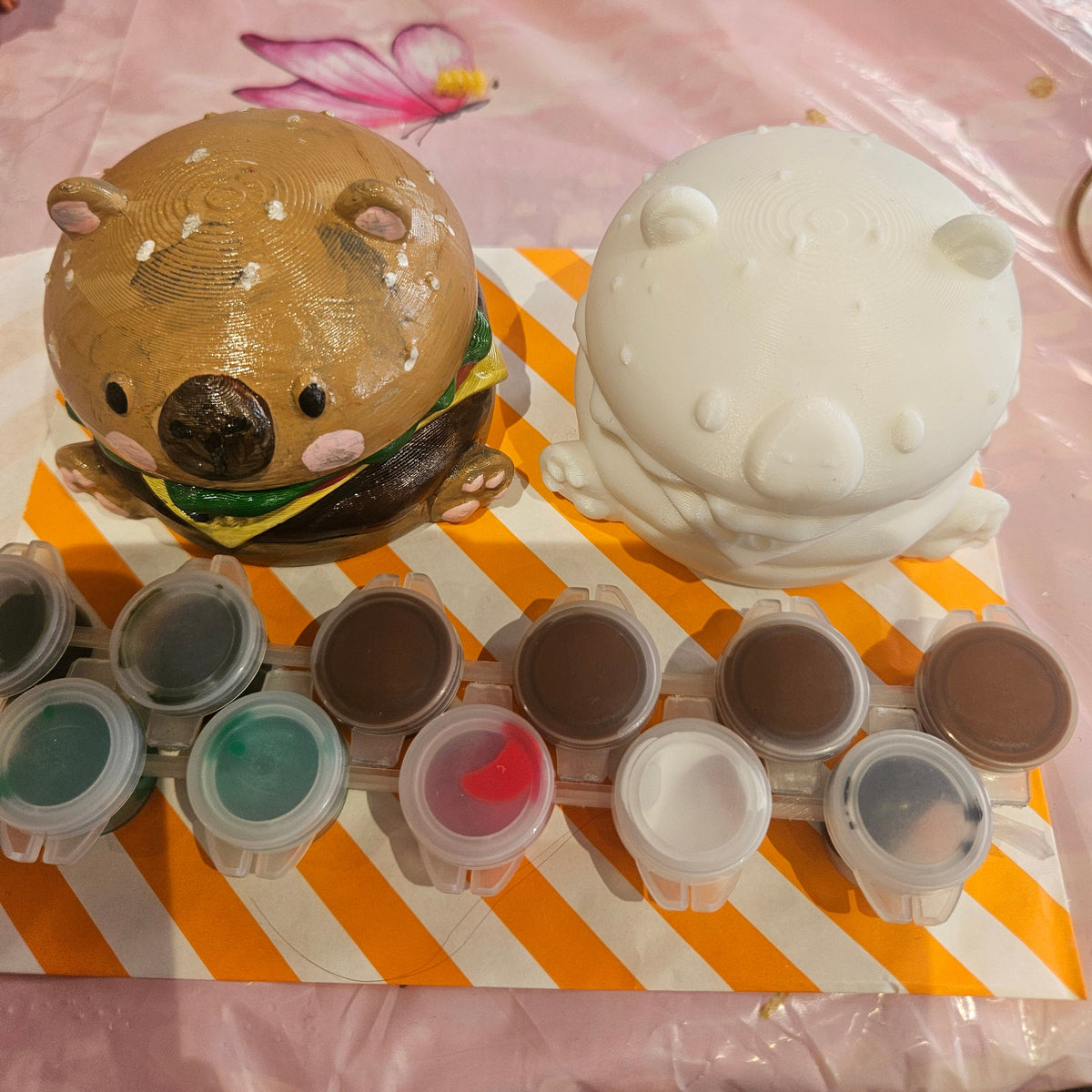 Burger Capybara Keyring Painting Kit | 3D Printed | Art Gifts