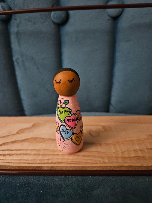 Mothers Day Wooden Peg Doll -  Personalised If Wanted