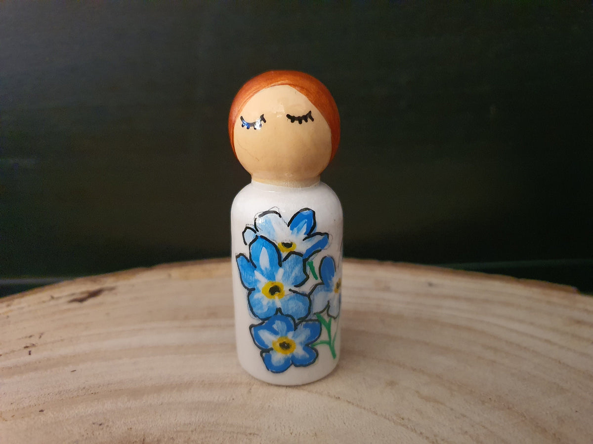 Forget me not peg doll