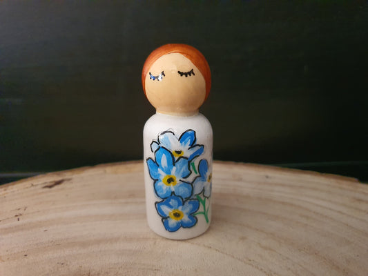 Forget me not peg doll