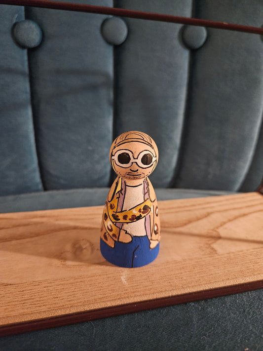 Kurt Cobain peg doll ideal gift for fans of Nirvana