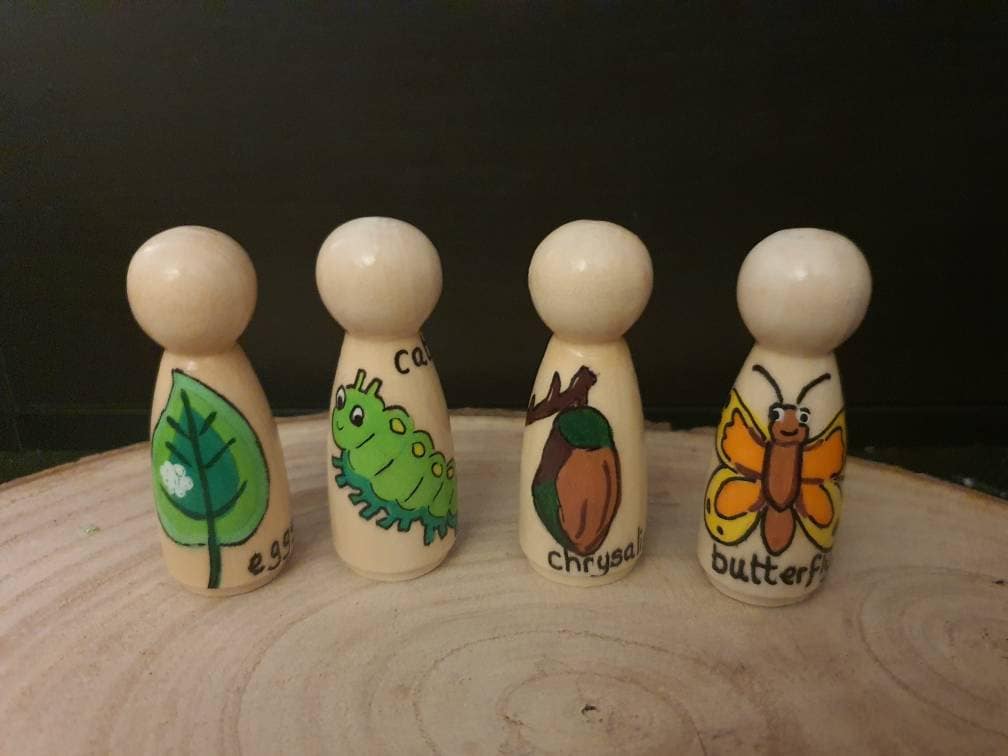 Butterfly Life Cycle Wooden Peg Doll Set