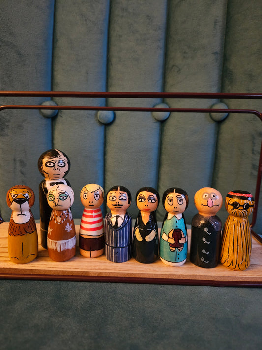 The Addams Family Wooden Peg Doll Full Set - 9 Characters
