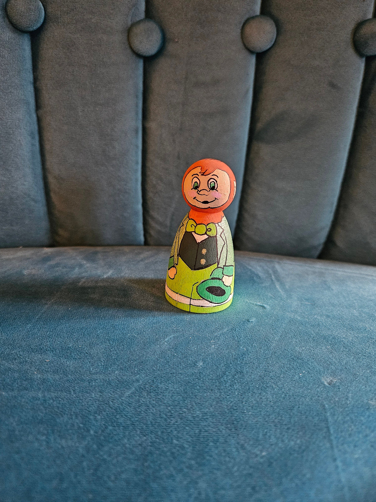 Handpainted Leprechaun Wooden Peg Doll - 7cm