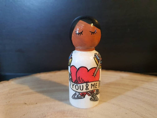 Diverse valentine tattoo peg doll