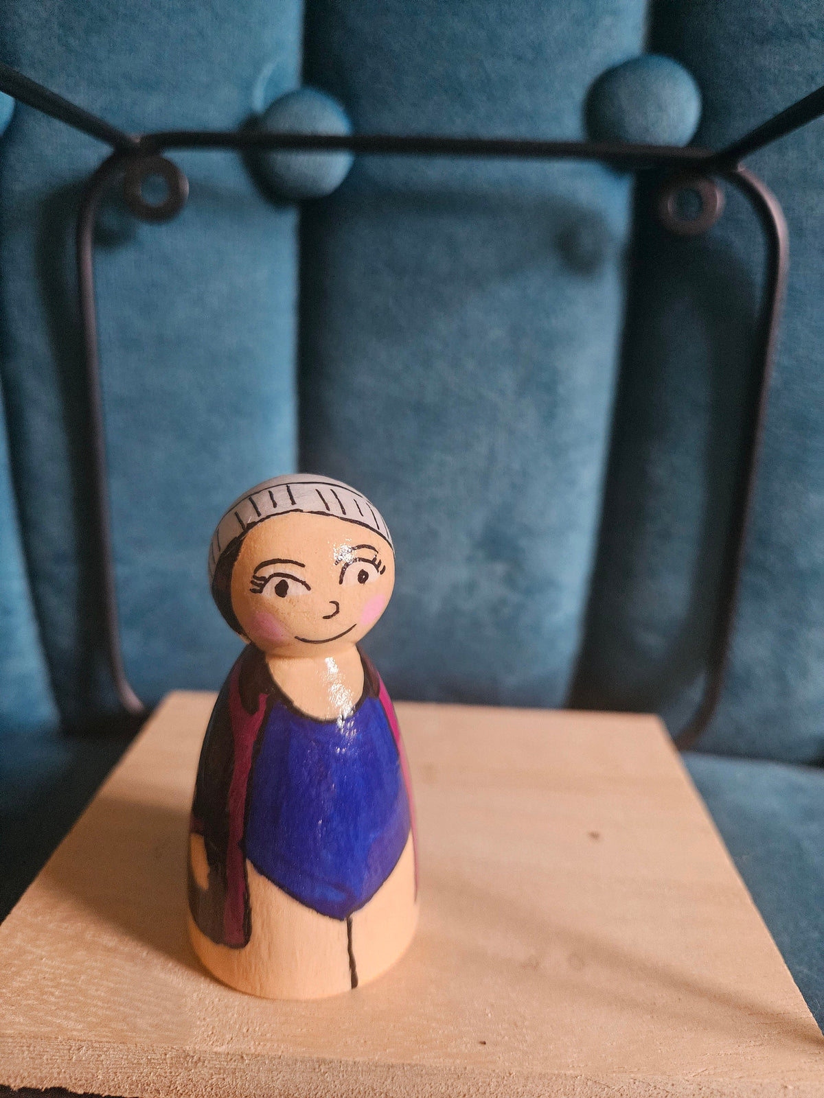 Personalized Swimmer Dryrobe Peg Doll: 7cm Chunky Wooden Figure