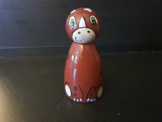 Brown dinosaur peg doll