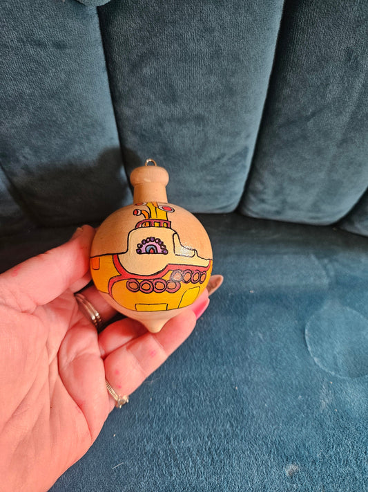 The Beatles Yellow Submarine Hand-Painted Wooden Bauble