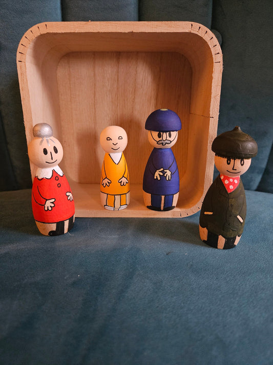1970s children's tv Bod and friends peg doll set