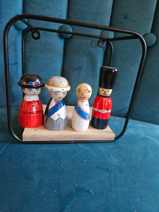 Royal Family Peg Doll Set: King Charles, Camilla & Guards