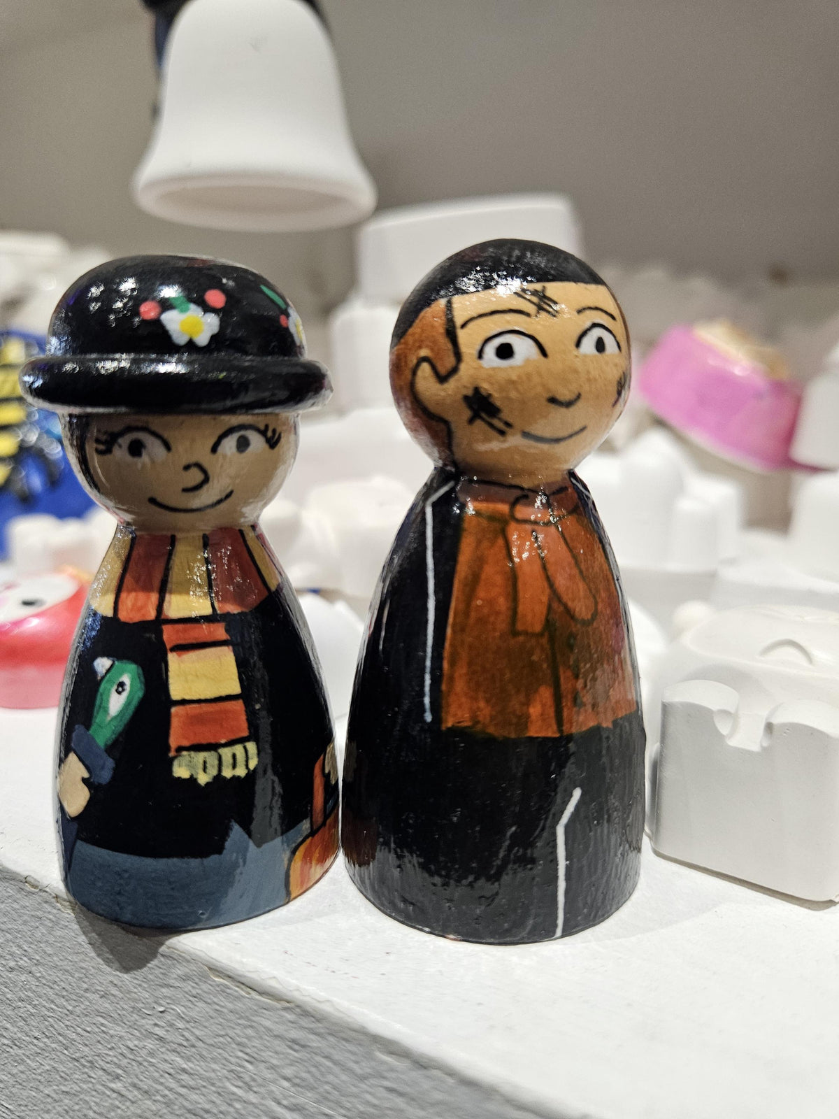Mary Poppins and Bert Wooden Peg Dolls - 7cm Duo