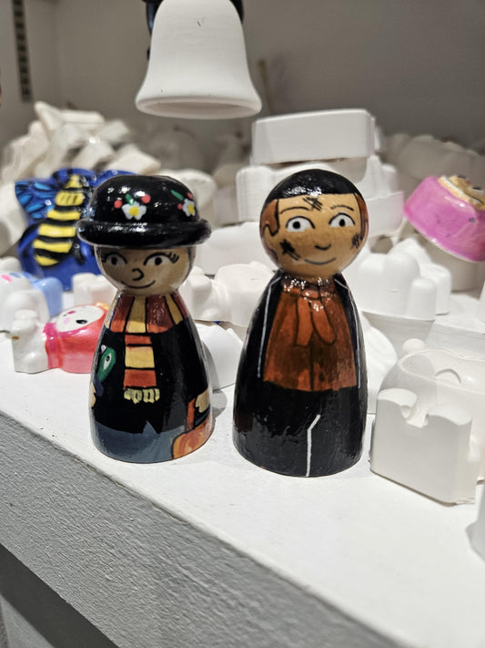 Mary Poppins and Bert Wooden Peg Dolls - 7cm Duo