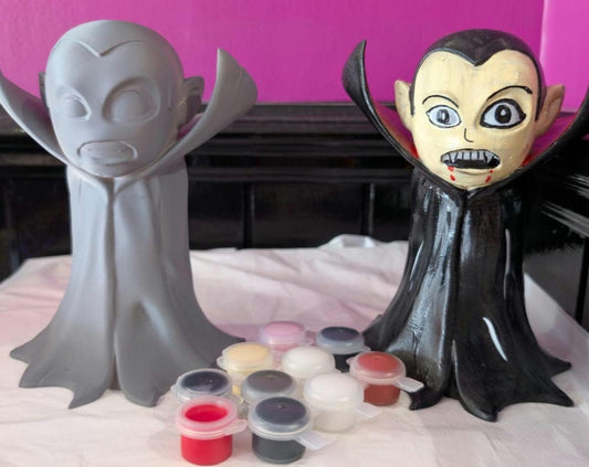 3D-Printed Dracula Paint Kit with figure, paints and brushes