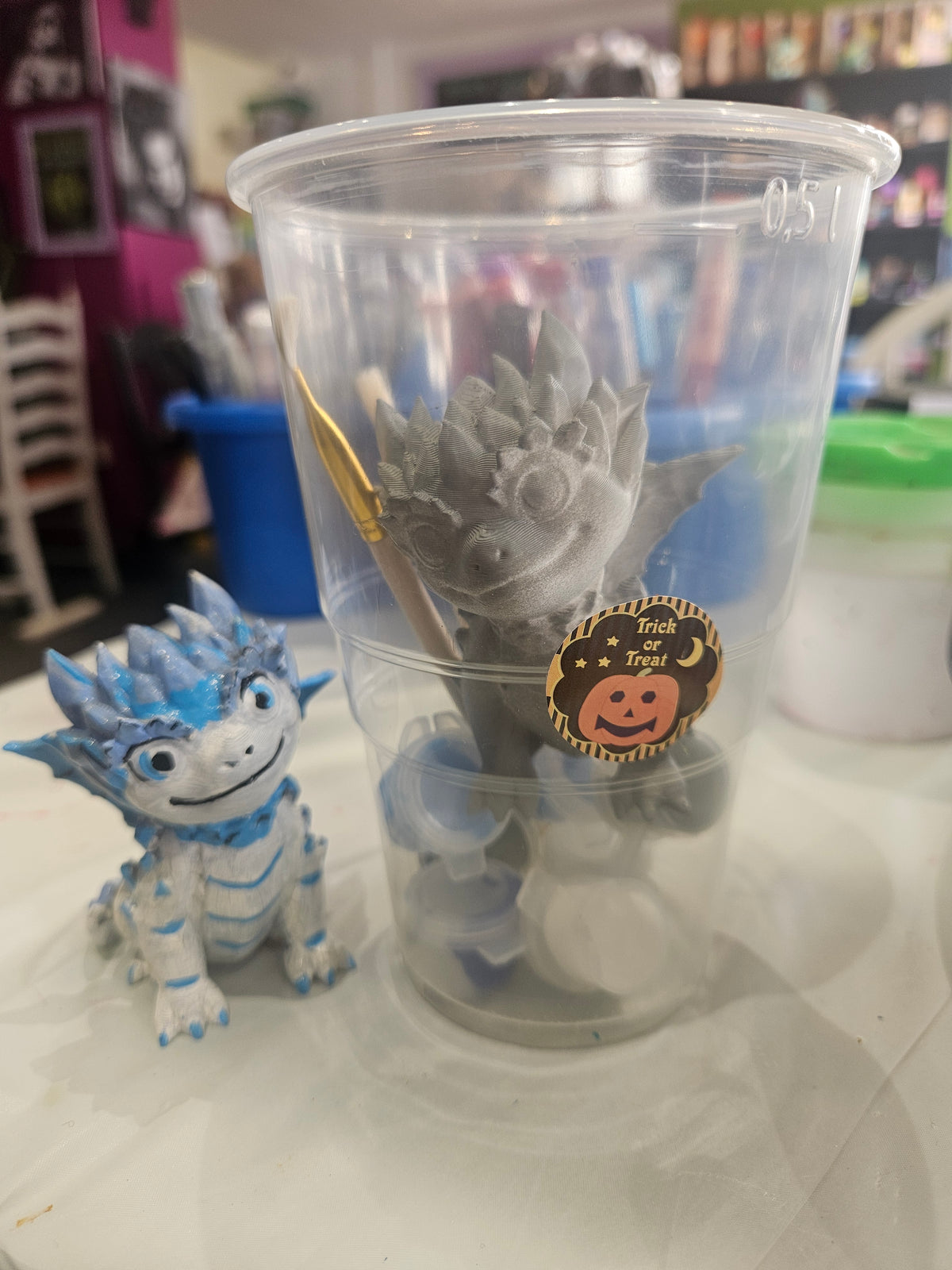 All-in-one Ice Dragon Painting Kit | 3D Printed Dragon | Book Nook Gift