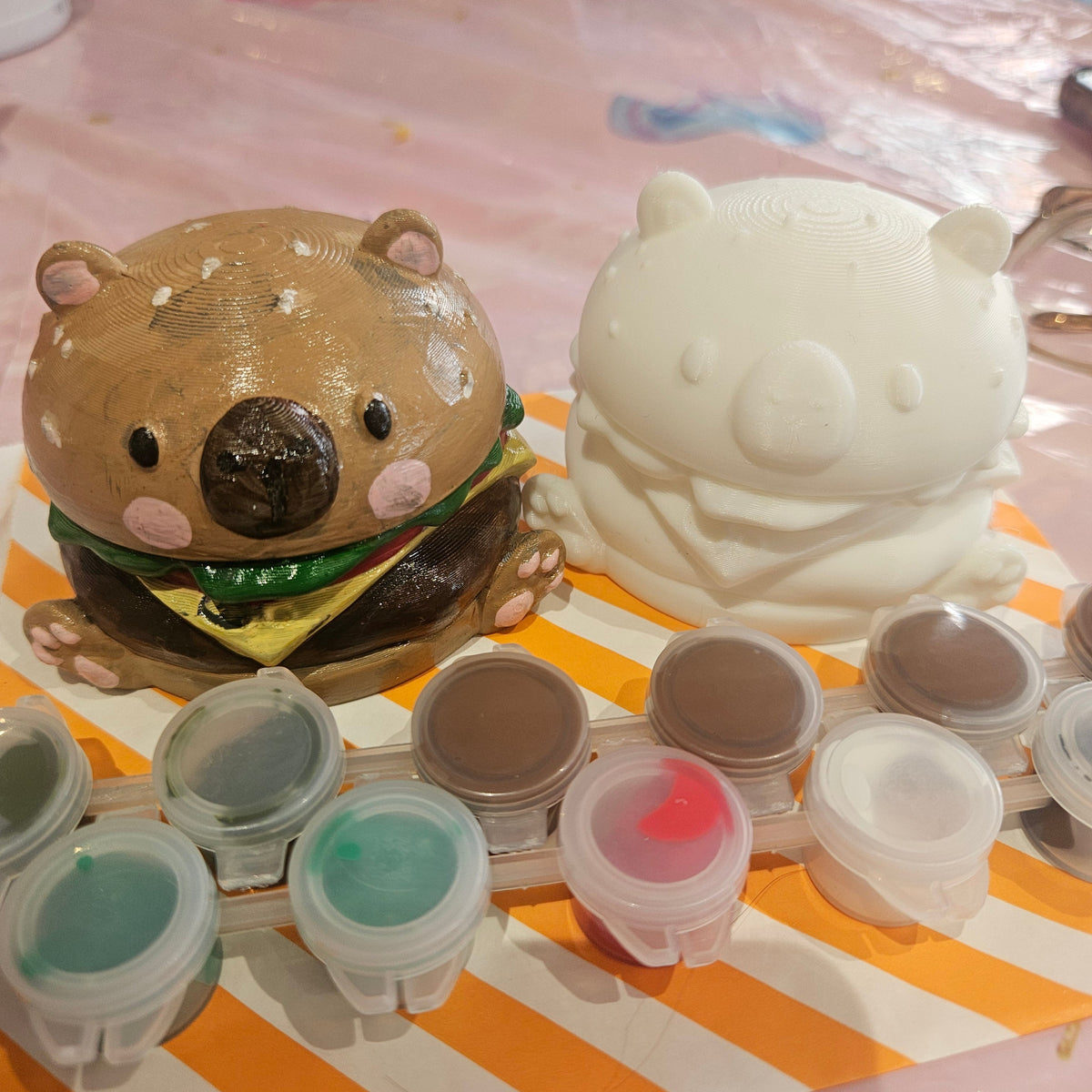Burger Capybara Keyring Painting Kit | 3D Printed | Art Gifts