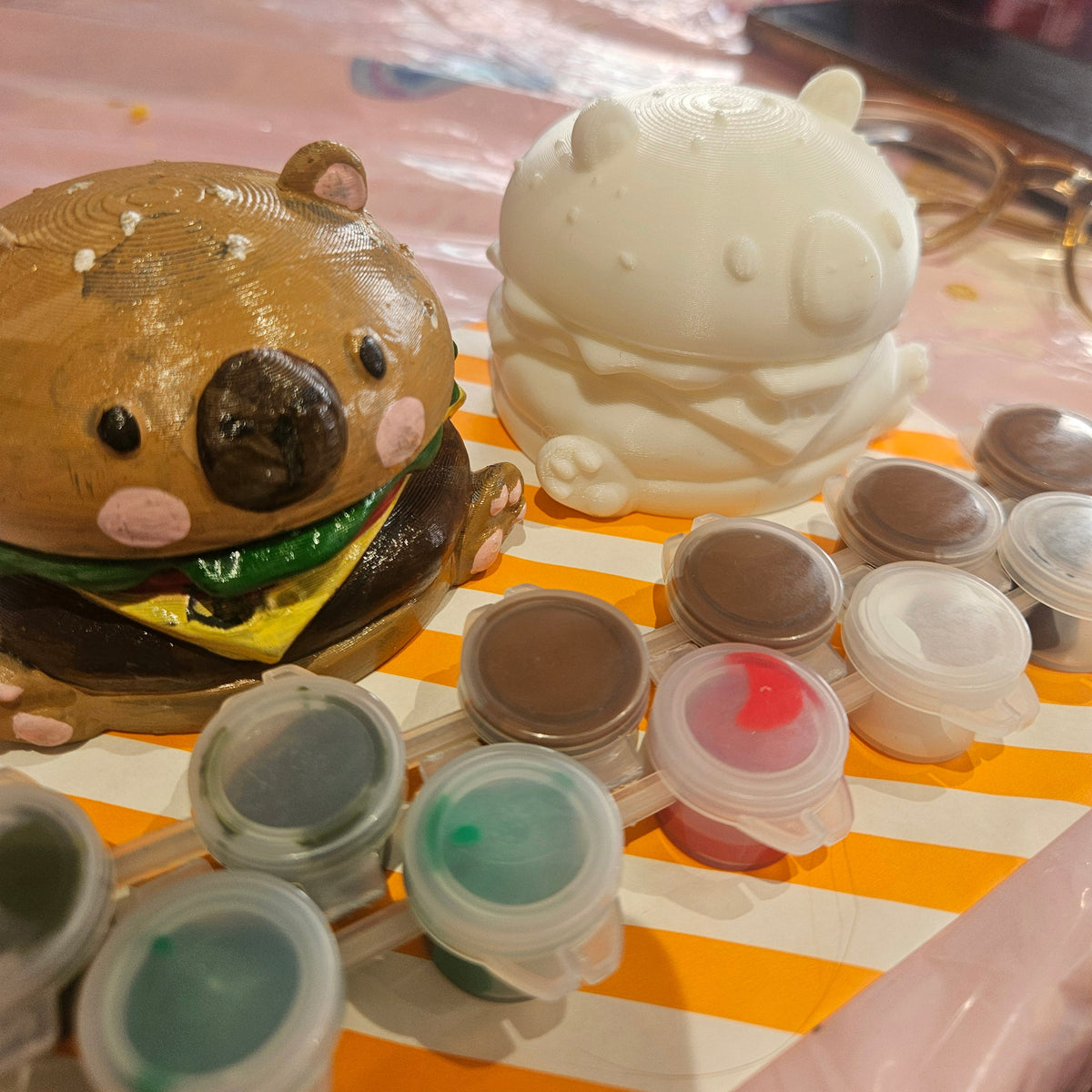 Burger Capybara Keyring Painting Kit | 3D Printed | Art Gifts