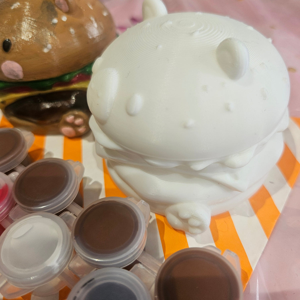 Burger Capybara Keyring Painting Kit | 3D Printed | Art Gifts